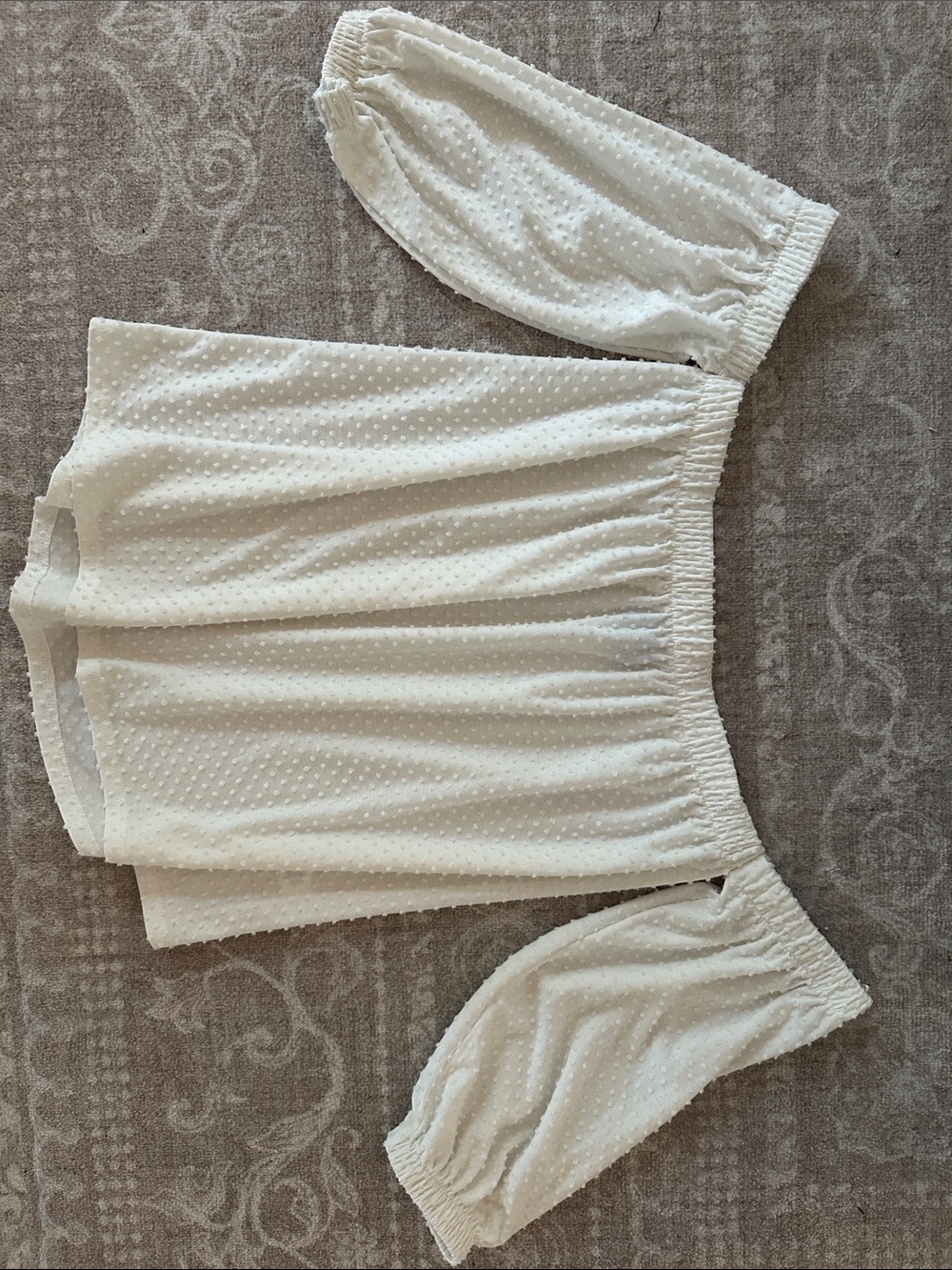 CeCe White Swiss Dot Off-the-Shoulder Tunic